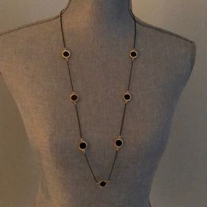 Charming Charlie Black & Gold Necklace & Earrings